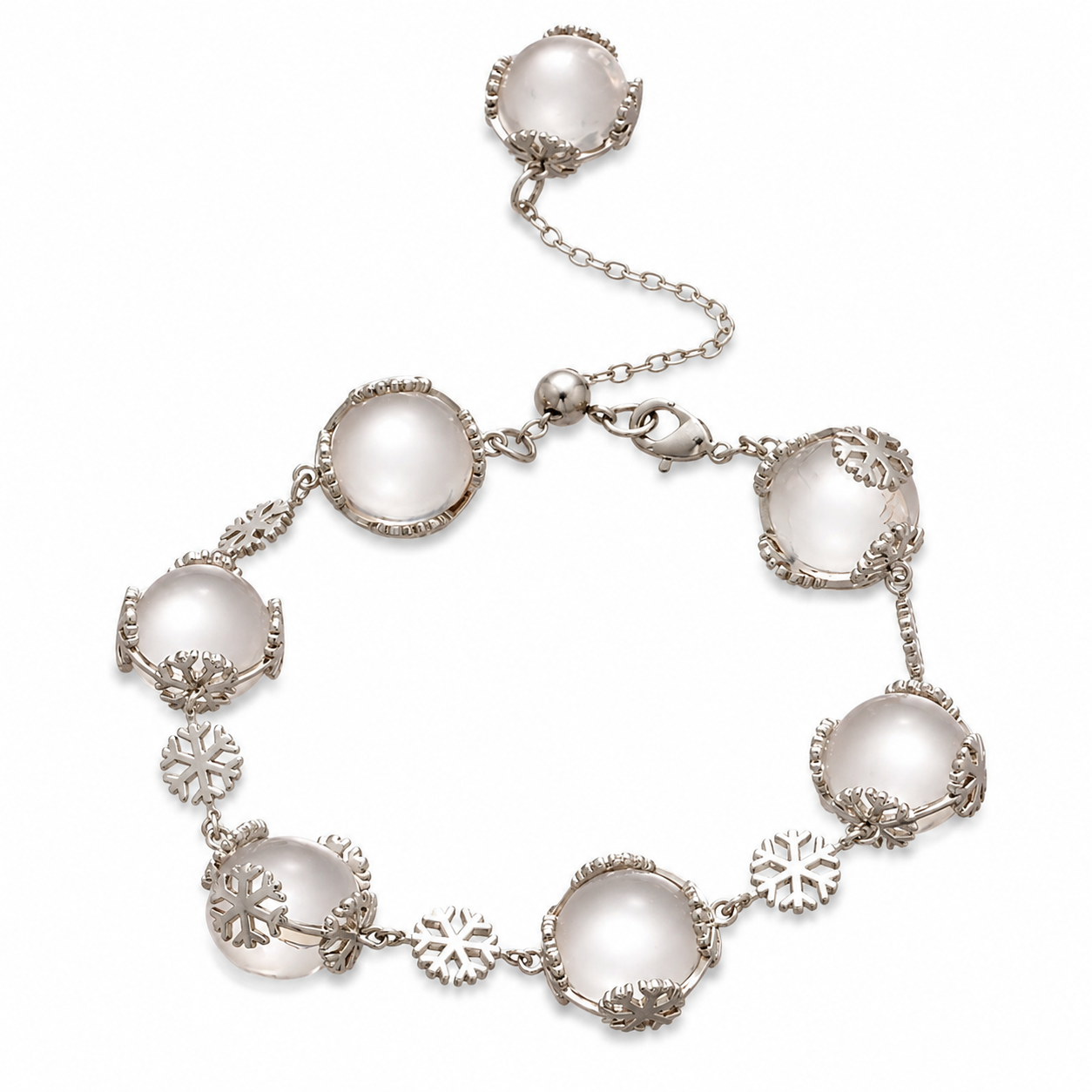 Snowflake Pearl Charm Bracelet