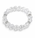 White Crystal Crackle Bracelet | Silver Rhinestone Stretch Bead Bracelet