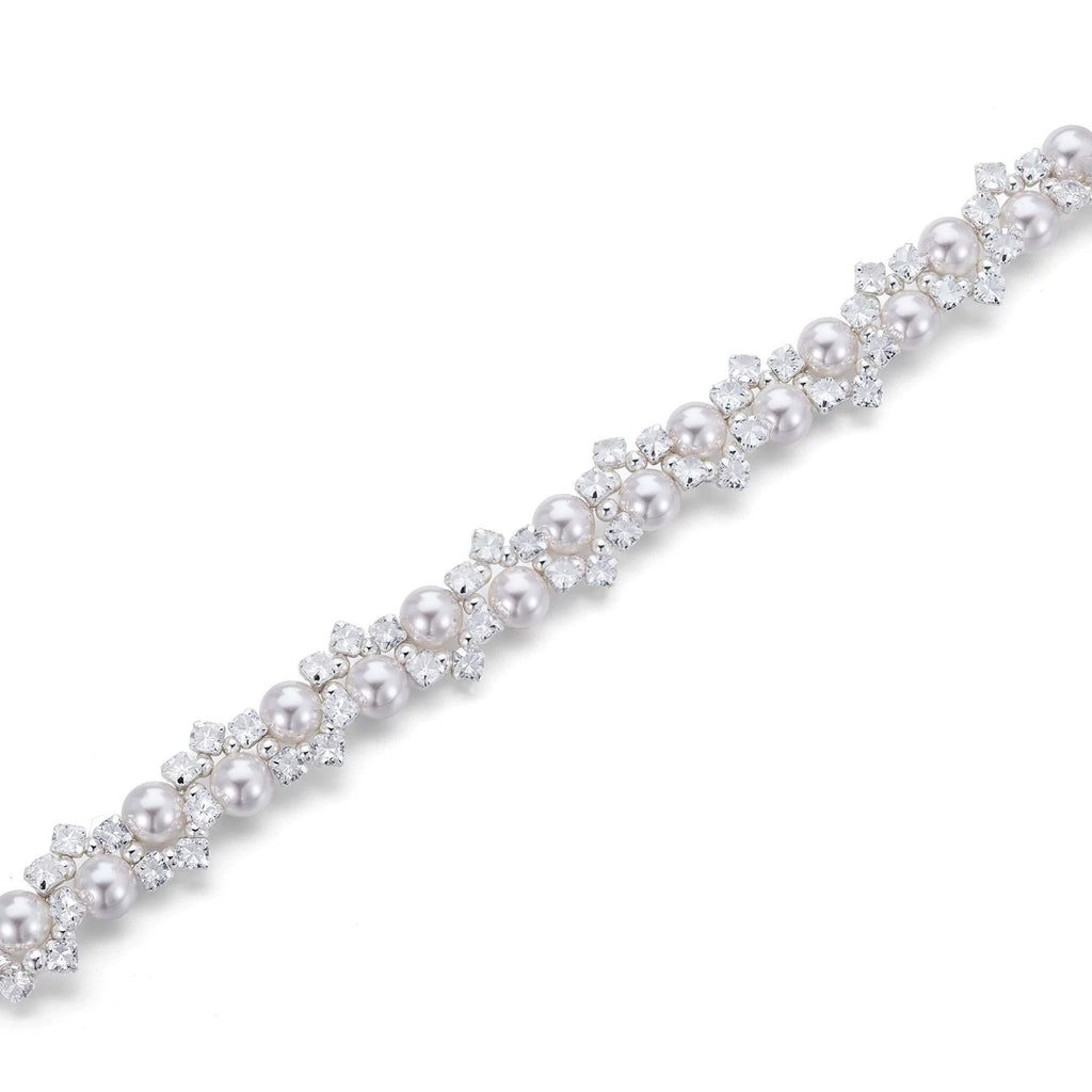 Sparkling Rhinestone Pearl Cluster Bracelet