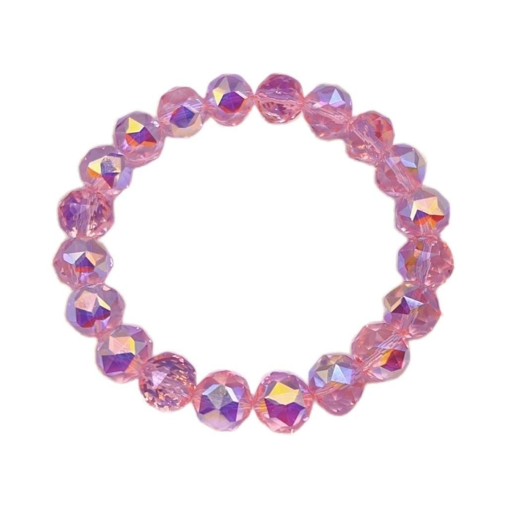 Shimmering Rose Crystal Bead Bracelet