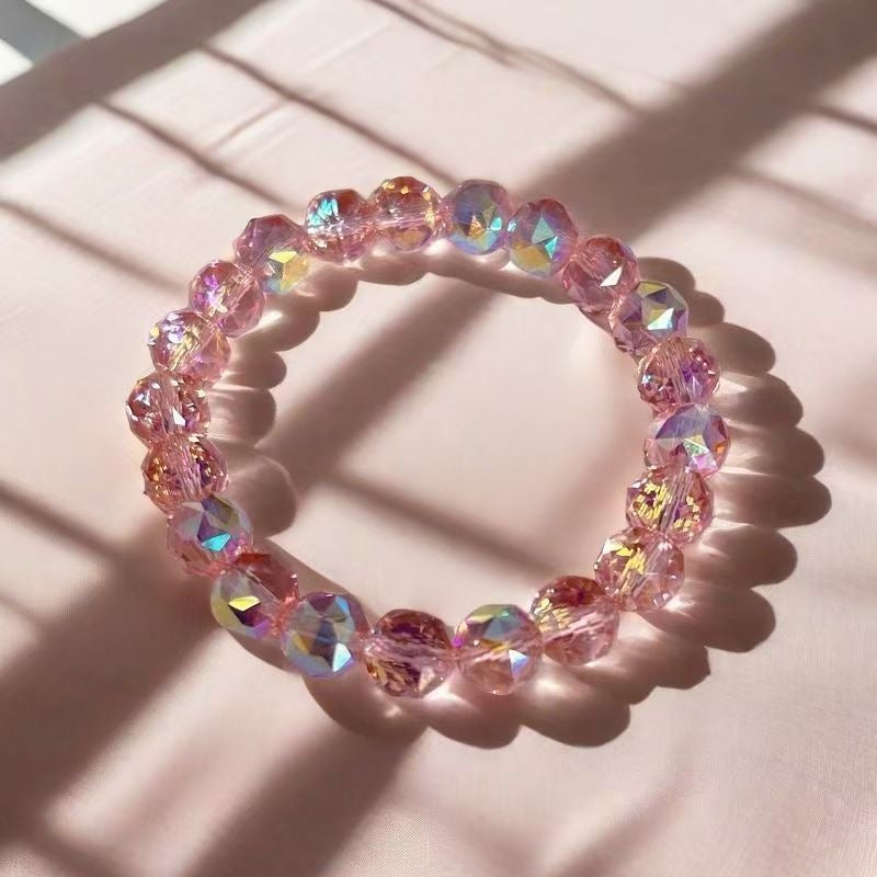 Shimmering Rose Crystal Bead Bracelet