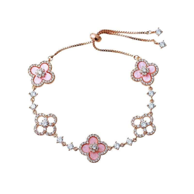 Romantic Pink Mother of Pearl Clover Bracelet