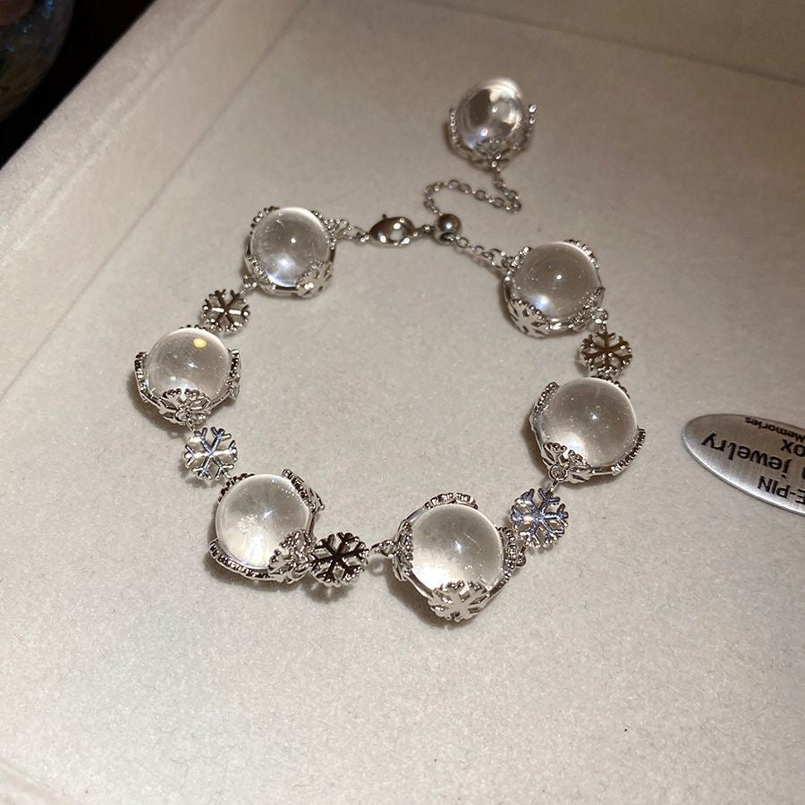 Snowflake Pearl Charm Bracelet