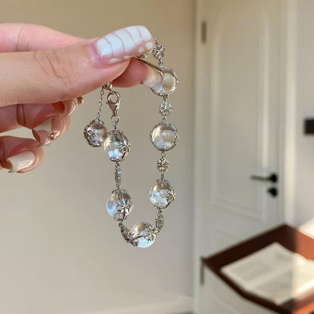 Snowflake Pearl Charm Bracelet