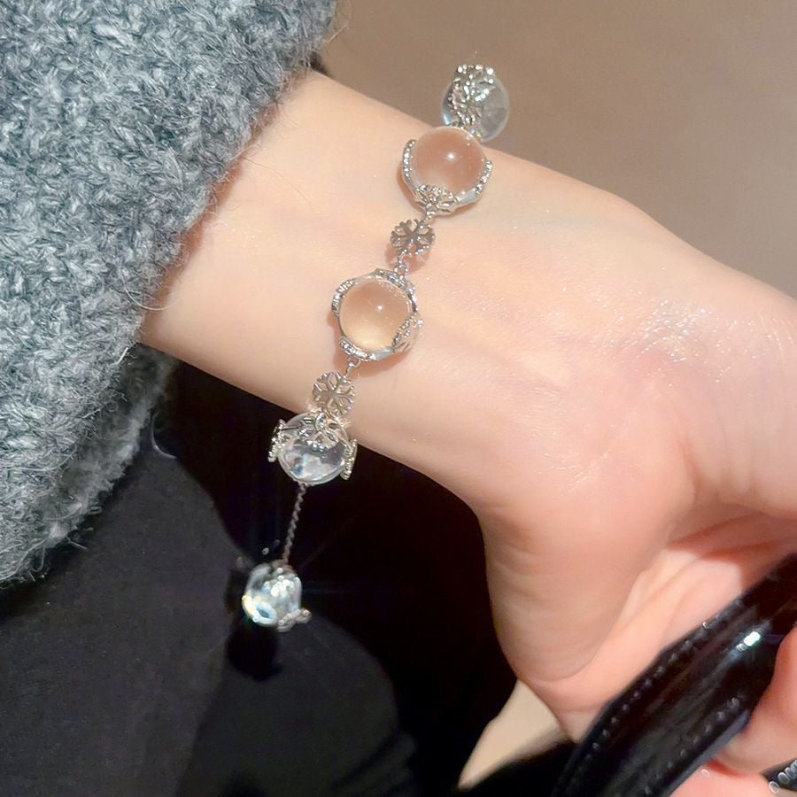 Snowflake Pearl Charm Bracelet