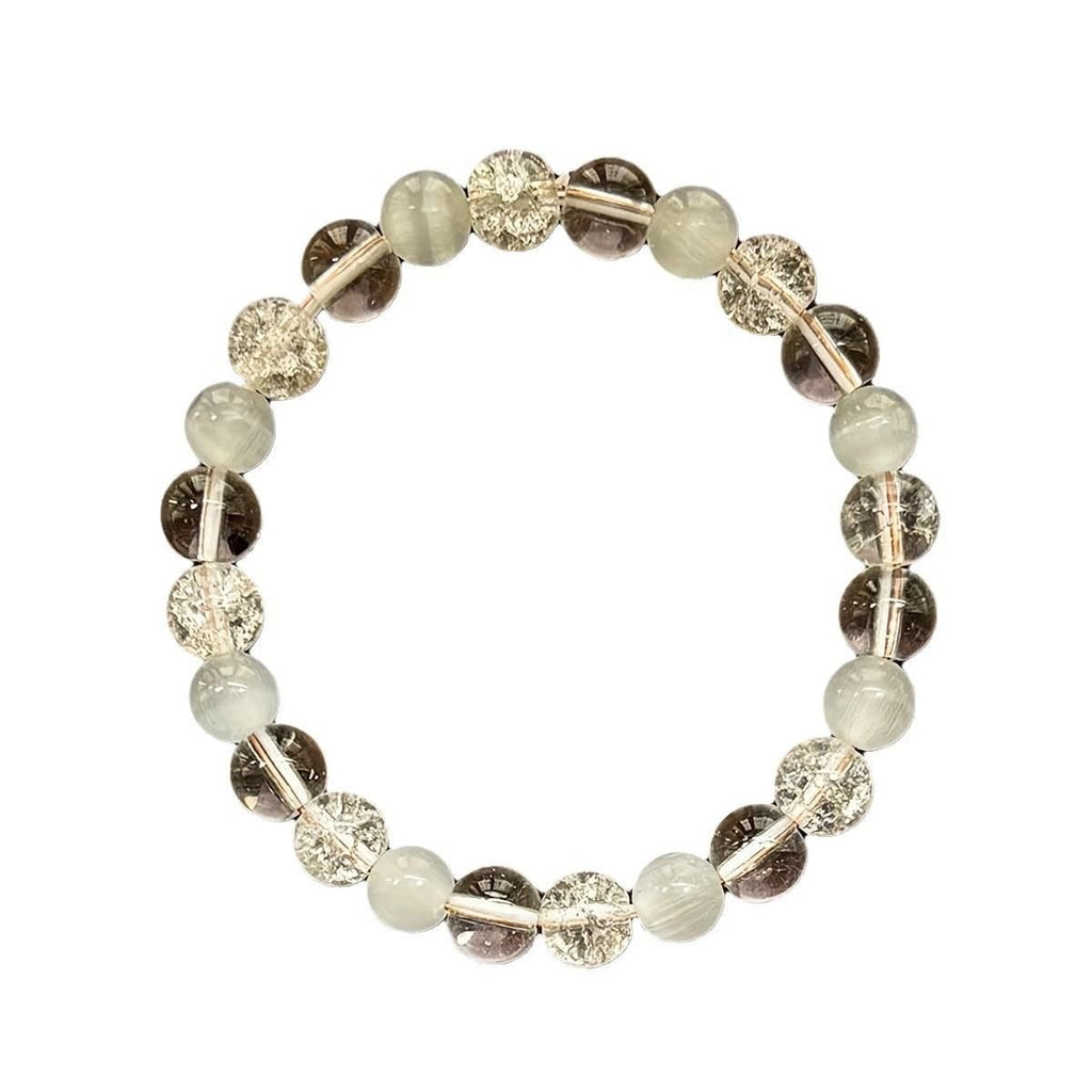 Natural Multi-Texture Clear Quartz & Selenite Bracelet