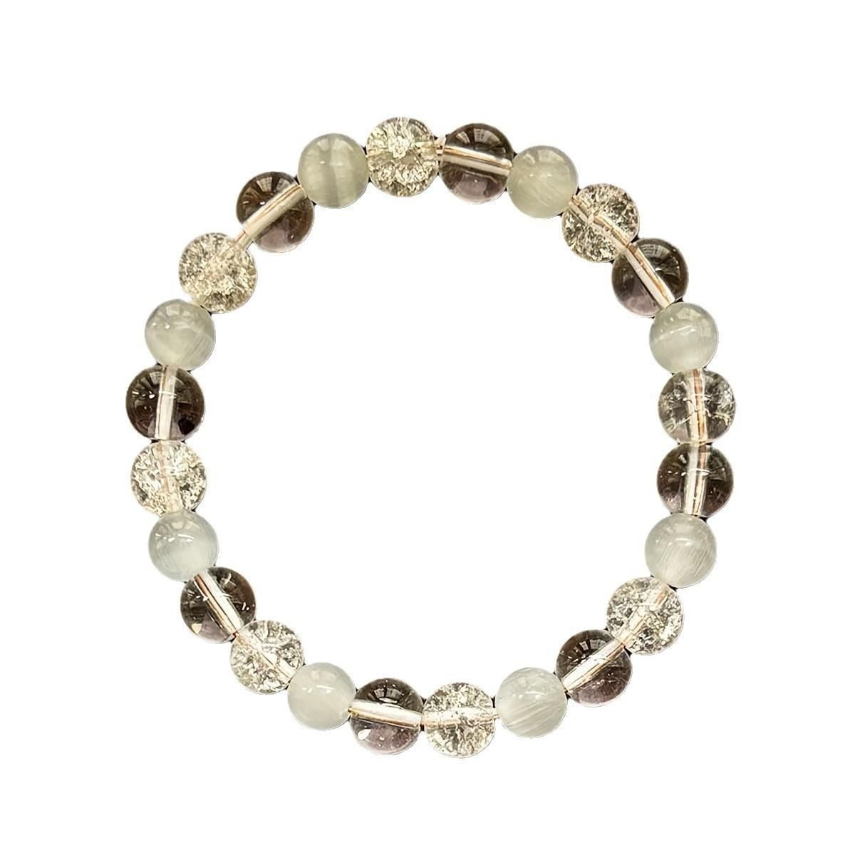 Natural Multi-Texture Clear Quartz & Selenite Bracelet