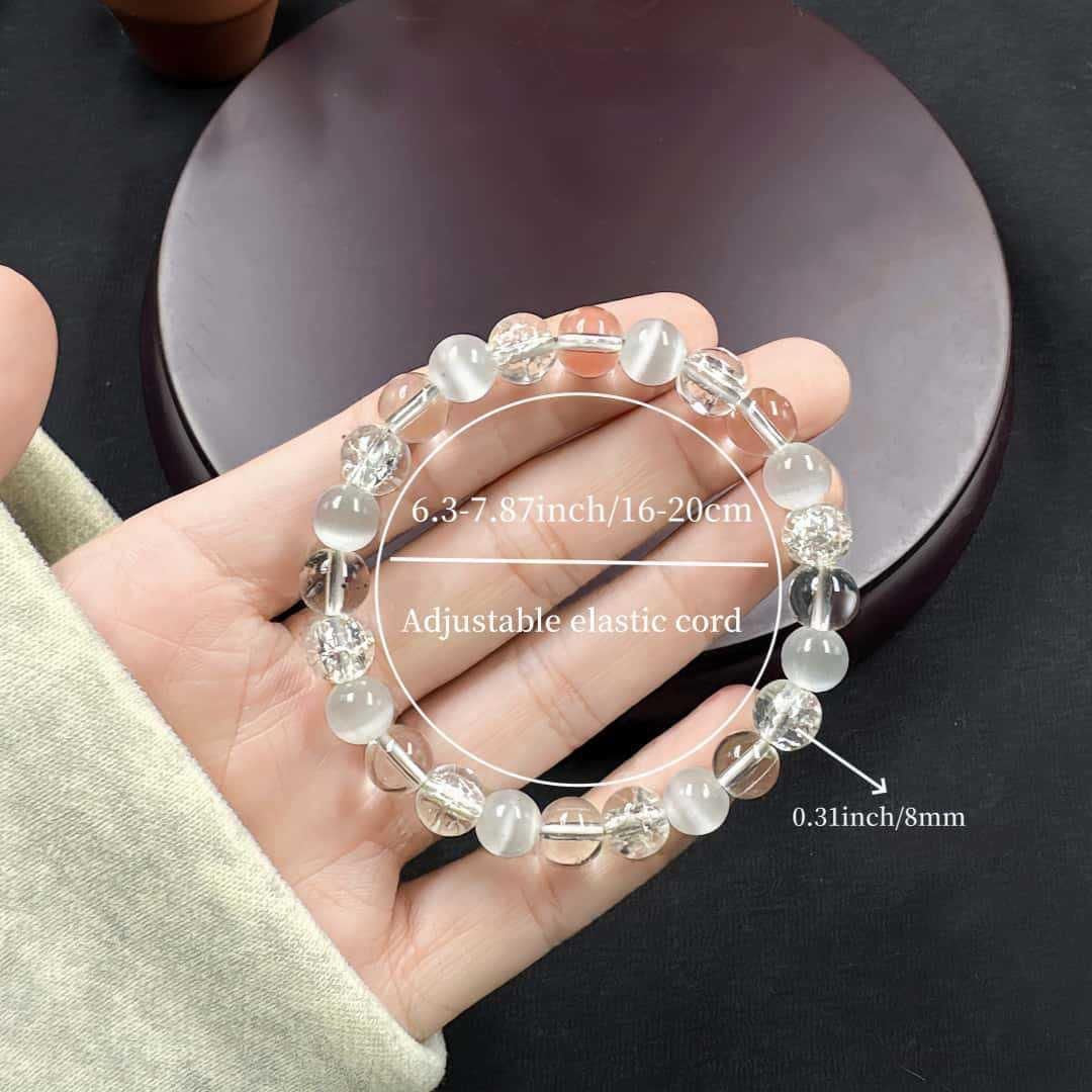 Natural Multi-Texture Clear Quartz & Selenite Bracelet